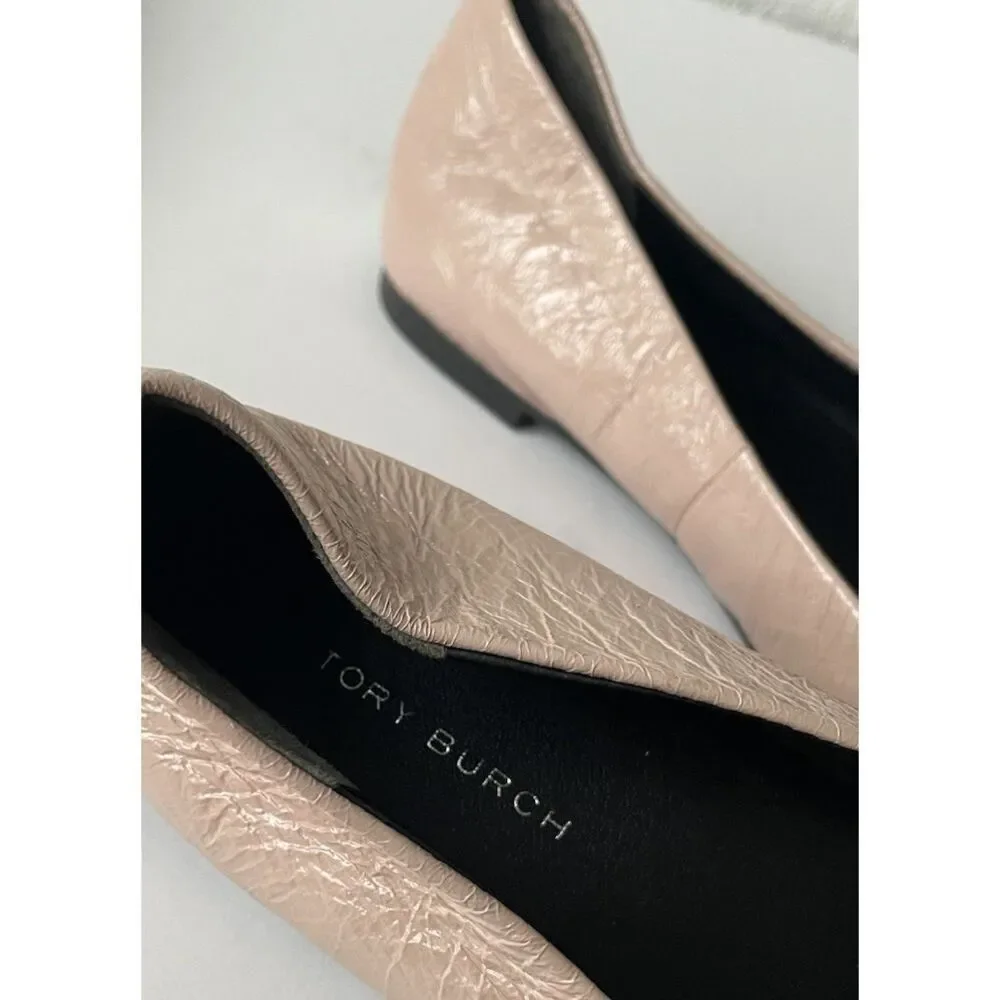 NEW TORY BURCH CHELSEA CAP TOE LEATHER BALLET FLAT IN SHELL PINK US SIZE 7.5